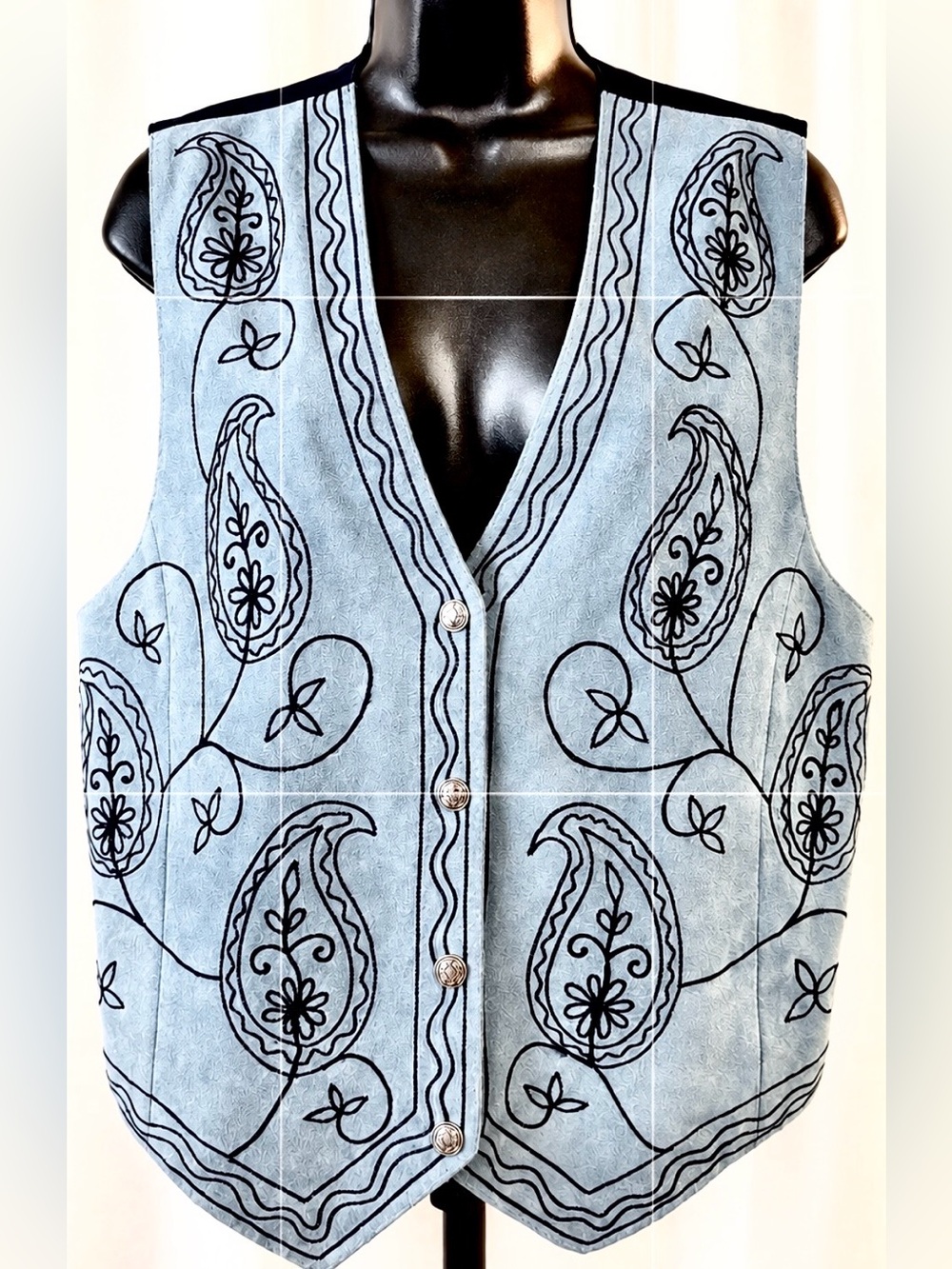 Vintage Genuine Leather Paisley Western Vest L